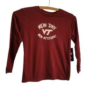t shirt virginia tech hokies kids ls maroon white nwt 5t new day new attitude